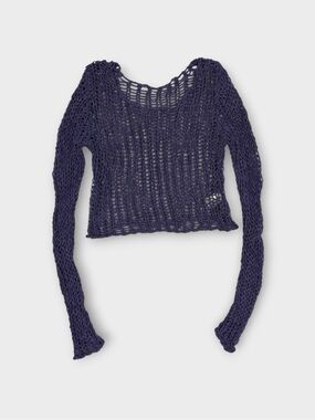 Romwe | Purple Mesh Back Knit Top